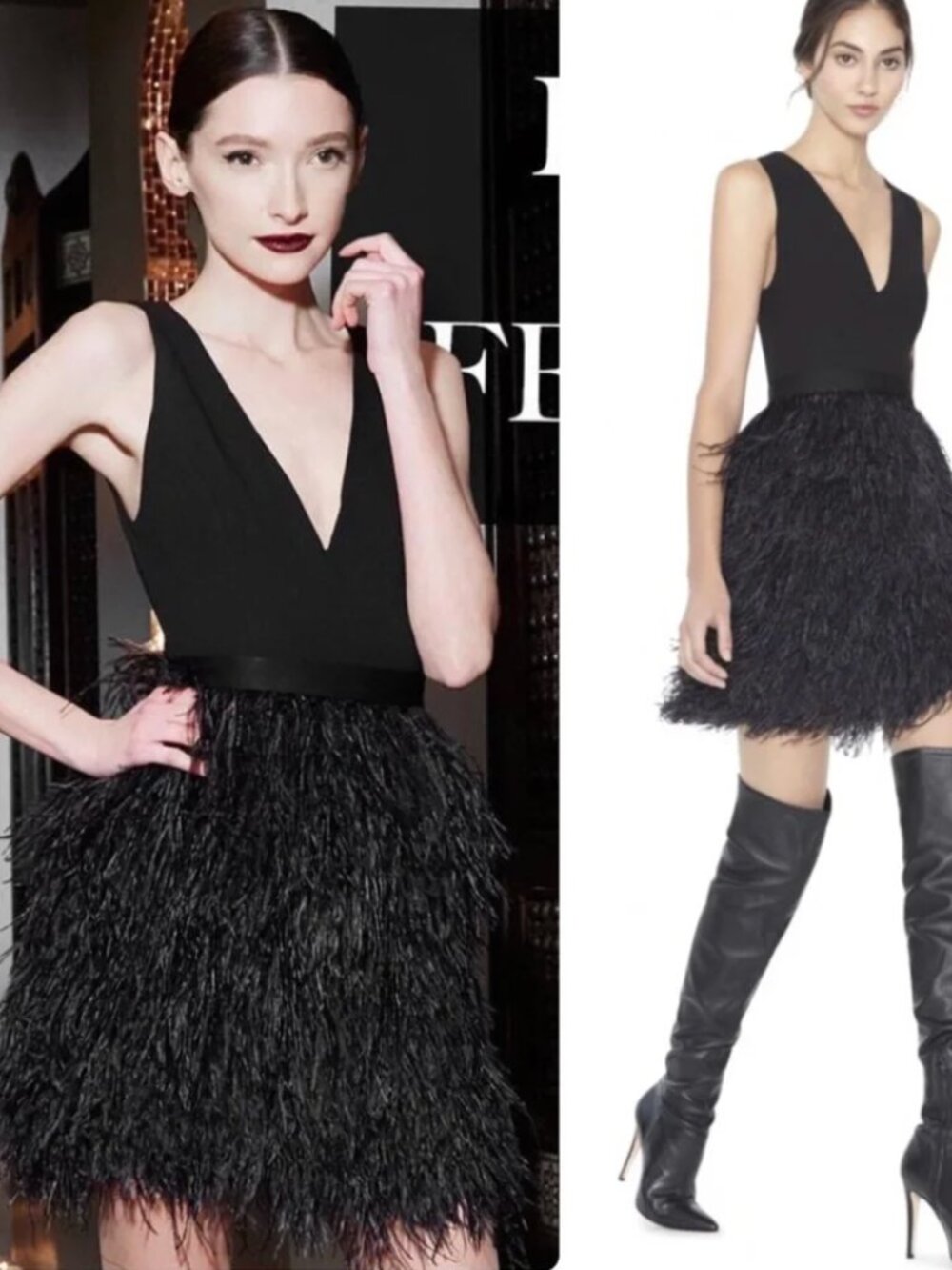 ALICE + OLIVIA Kiara Feather Dress